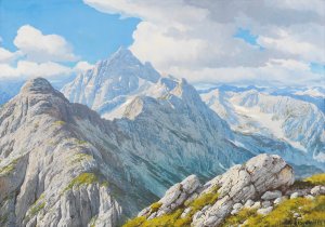 Blick auf den Hochvogel by Rudolf Reschreiter Oil Painting