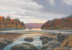 Die Isar bei Baierbrunn im Herbst by Rudolf Reschreiter Oil Painting