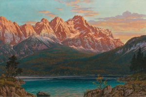 FOhnabend, Eibsee mit Zugspitze by Rudolf Reschreiter Oil Painting
