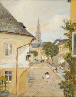 Aussicht aus meinem Fenster in Bad Hall Oil painting by Rudolf Ribarz