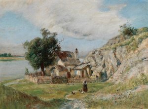 Hutte an der Donau bei Hainburg by Rudolf Ribarz Oil Painting