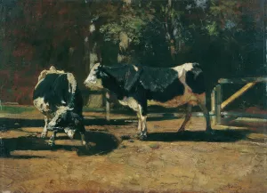 Kuhe auf der Weide Oil painting by Rudolf Ribarz