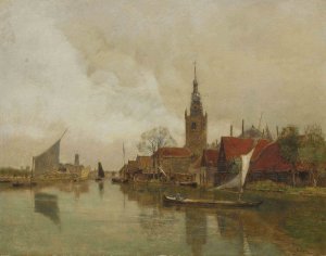 La Schie a Overschie dans la municipalite de Rotterdam by Rudolf Ribarz Oil Painting