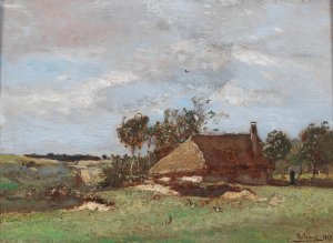 Landschaft mit Bauernhof by Rudolf Ribarz Oil Painting