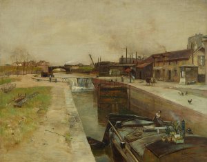 Schleuse am Kanal von St. Denis by Rudolf Ribarz Oil Painting