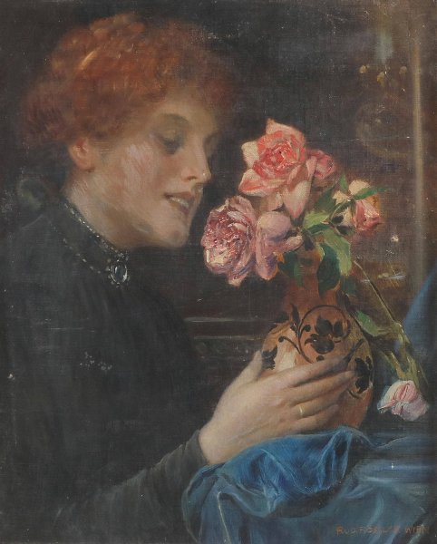 Duft der Rosen by Rudolf Rossler - Hand-Painted Oil Painting Reproduction