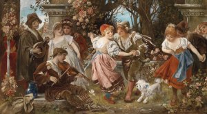 Kinderreigen by Rudolf Rossler Oil Painting