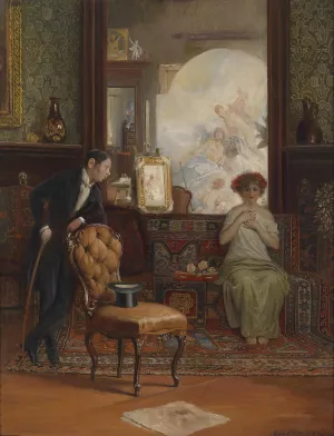 uberraschender Besuch by Rudolf Rossler Oil Painting
