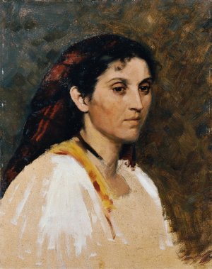Head of a Roman woman by Rudolf Schick Oil Painting