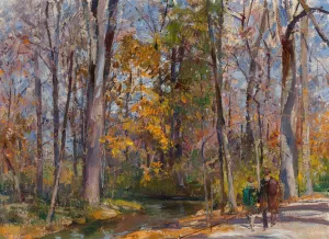Autumn woodland by Rudolf Schramm-Zittau Oil Painting