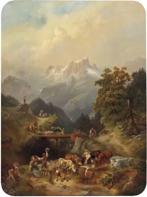 Almabtrieb im Hochgebirge by Rudolf Swoboda Oil Painting