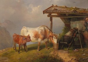 On the Alp by Rudolf Swoboda Oil Painting