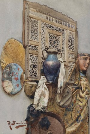 Stillleben Mit Orientalischen Objekten by Rudolf Swoboda Oil Painting