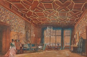 An interior in Rozmberk Castle by Rudolf Von Alt Oil Painting
