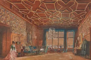 An interior in Rozmberk Castle by Rudolf Von Alt Oil Painting