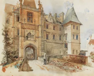 Bridge and Entrance to zleby Castle by Rudolf Von Alt Oil Painting