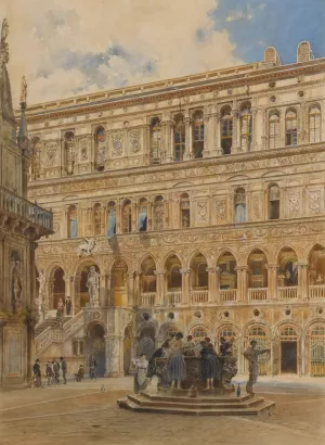 Courtyard of the Doge's Palace, Venice by Rudolf Von Alt Oil Painting