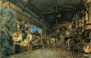 Das Atelier vor der Versteigerung by Rudolf Von Alt Oil Painting