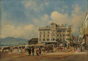 Das Rathaus in Gmunden by Rudolf Von Alt Oil Painting