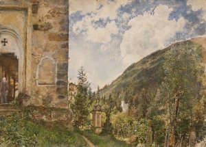 Der Friedhof in Gastein by Rudolf Von Alt Oil Painting