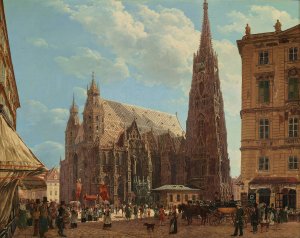 Der Stephansdom in Wien Oil painting by Rudolf Von Alt