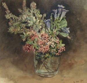 Glas met alpenbloemen by Rudolf Von Alt Oil Painting