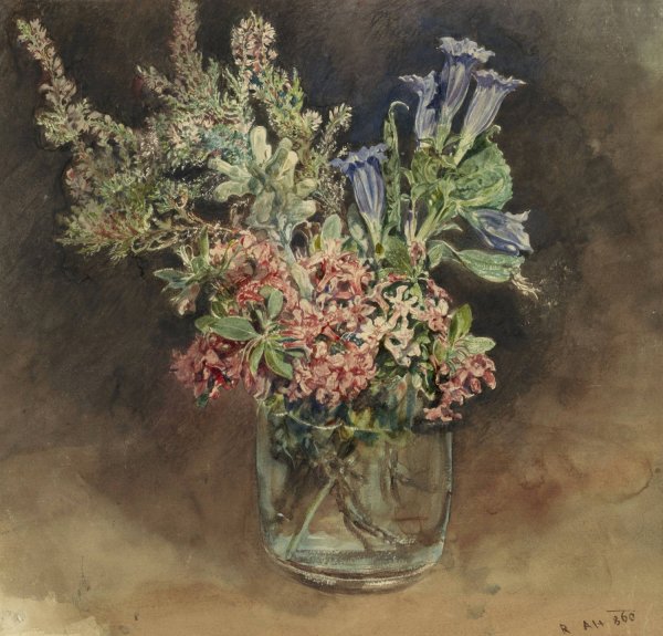 Glas met alpenbloemen  by Rudolf Von Alt - Hand-Painted Oil Painting Reproduction
