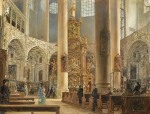 Interior Of The Franciscan Church, Salzburg by Rudolf Von Alt Oil Painting