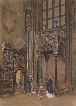 Kircheninneres by Rudolf Von Alt Oil Painting