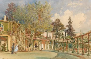 Main Courtyard of the Khan's Palace in Bakhchisaray by Rudolf Von Alt Oil Painting