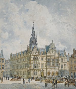 Rathausgebaude Im Renaissancestil by Rudolf Von Alt Oil Painting