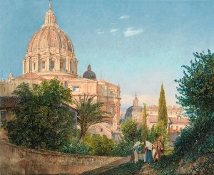 St Peter's From The Vatican Garden Oil painting by Rudolf Von Alt