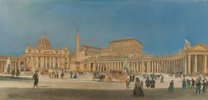 St Peter's Square, Rome by Rudolf Von Alt Oil Painting