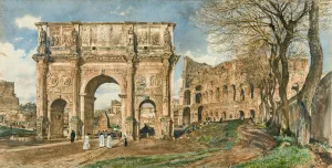 The Arch Of Constantine And The Colosseum, Rome by Rudolf Von Alt Oil Painting