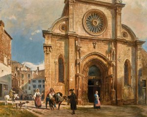 The Cathedral Of St James In Sebenico by Rudolf Von Alt Oil Painting