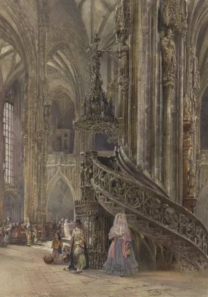 The Interior of the Cathedral of Saint Stephen at Vienna by Rudolf Von Alt Oil Painting