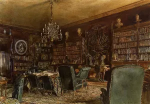 The Library by Rudolf Von Alt - Oil Painting Reproduction