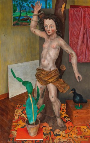 Stilleben mit St. Sebastian by Rudolf Wacker Oil Painting