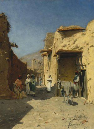 An Arab Street by Rudolph Gustav Muller Oil Painting