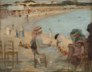 On the beach by Rupert Bunny Oil Painting