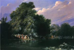 Baptism in Virginia painting by Russell Smith