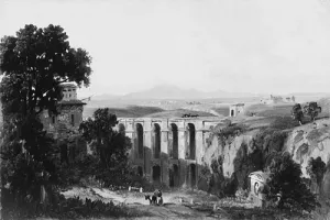 Civita Castellana and Mount Soracte, 1852 painting by Russell Smith