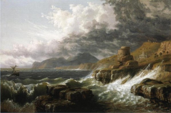 Sestri-Genoese Coast by Russell Smith - Hand-Painted Oil Painting Reproduction
