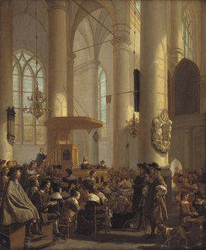 Interior of a Dutch Church by Rutger Van Langevelt Oil Painting