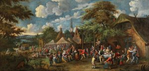 A village kermesse by Rutger Verburgh Oil Painting