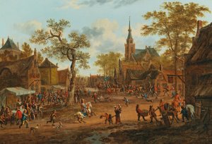 A village kermesse by Rutger Verburgh Oil Painting