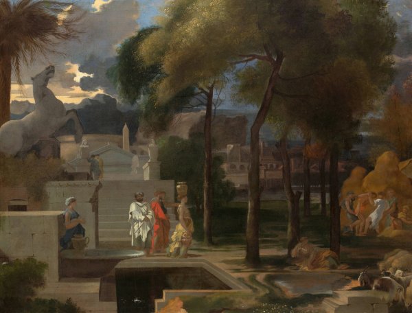 A Classical Landscape  by Sebastien Bourdon - Hand-Painted Oil Painting Reproduction