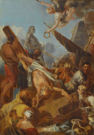 Crucifiement de saint Pierre by Sebastien Bourdon Oil Painting
