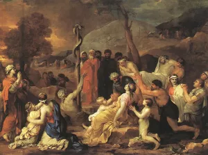 Moses and the Brazen Serpent by Sebastien Bourdon - Oil Painting Reproduction