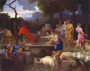 Moses Defending the Daughters of Jethro by Sebastien Bourdon Oil Painting